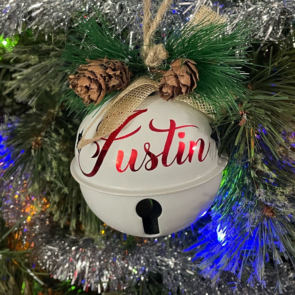 Hand crafted. Custom name bell ornament